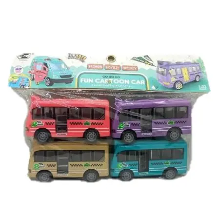 Fun Cartoon Car Educational Toy Bus Set for Kids – 4 Pcs Pack