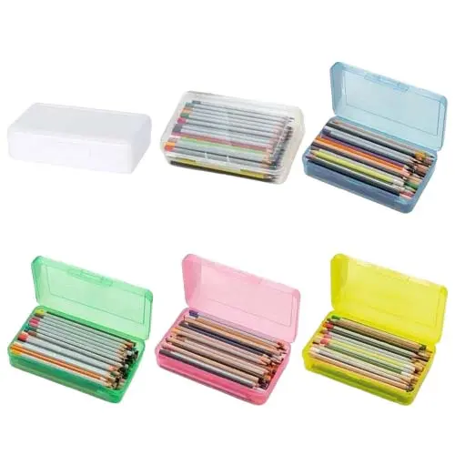 Clear Plastic Pencil Case / Storage Box Set