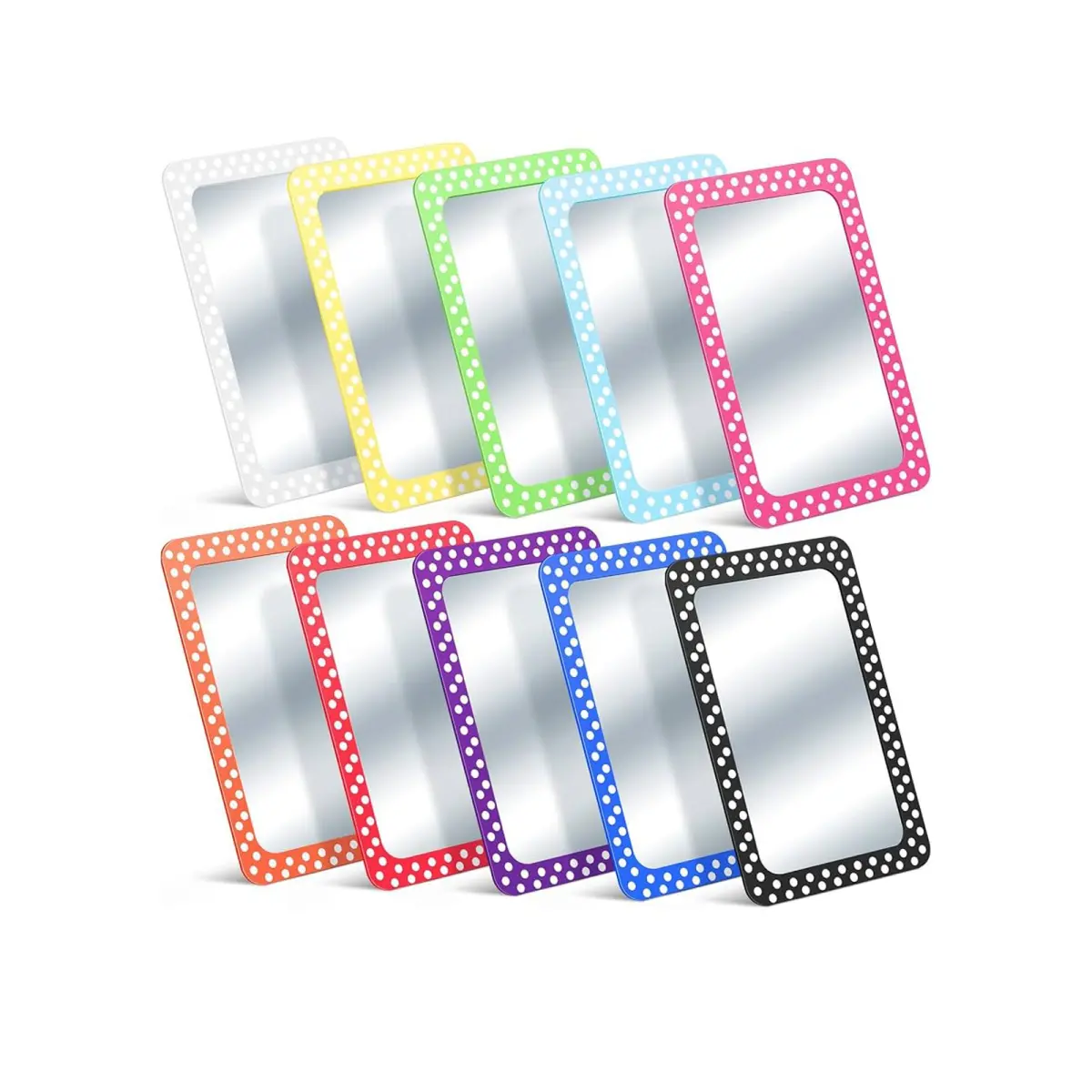 Colorful Polka Dot Plastic Handheld Makeup Mirror (Multicolor Pack)