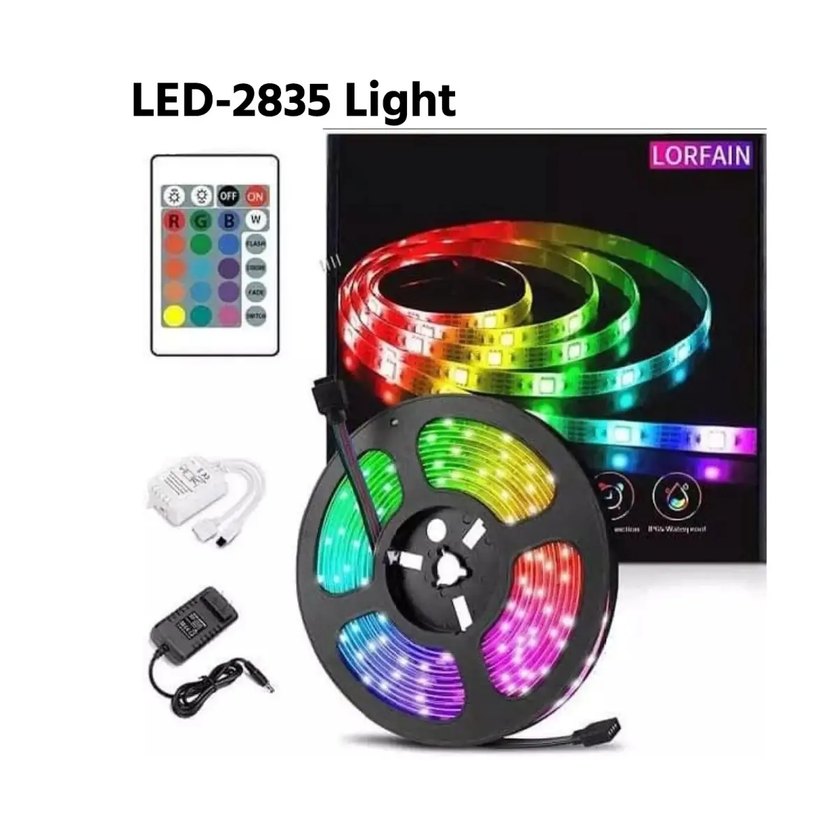 Lorfain LED-2835 RGB SMD Flexible Strip Light with Remote & Power Adapter