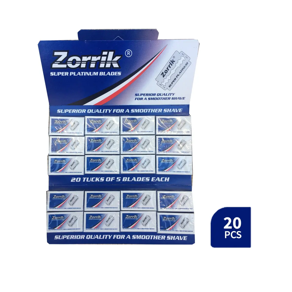 Zorrik Super Platinum Shaving Blades Box (20 Tucks / 100 Blades)