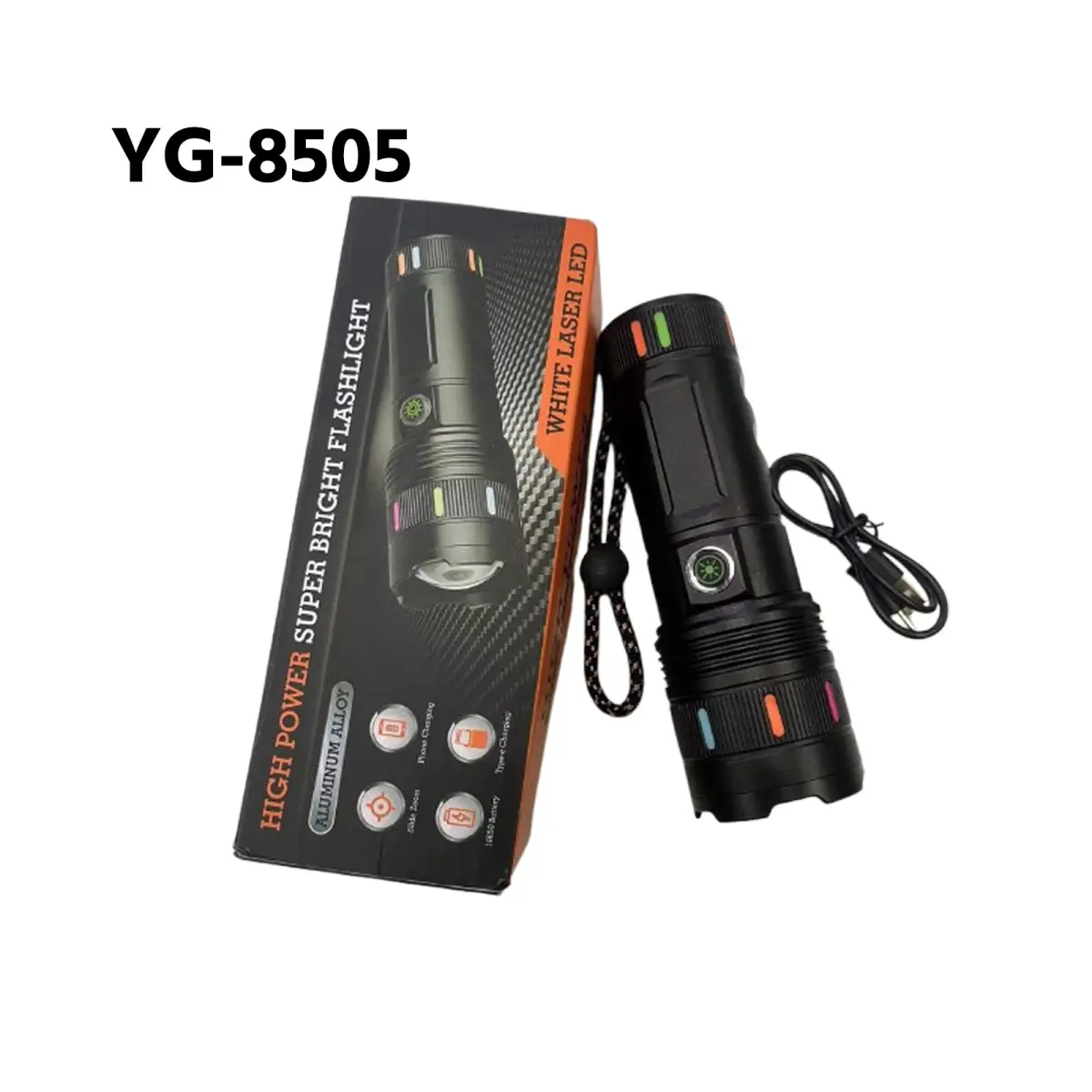 YG-8505 High Power Super Bright White Laser LED Flashlight with Aluminum Alloy Body