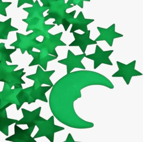 Glow in the Dark Green Stars and Moon Wall Stickers Set