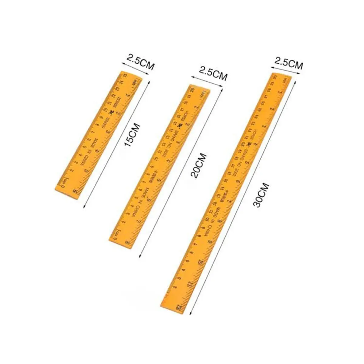 Horse Brand Wooden Colour Plastic Ruler Set (15cm, 20cm, 30cm)