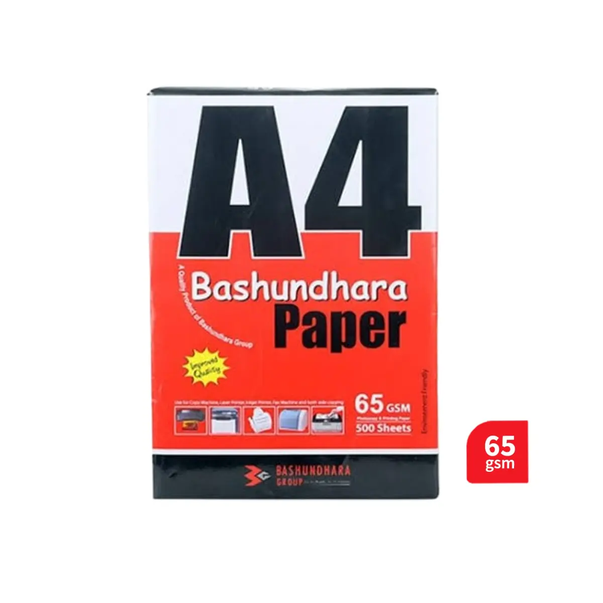 Bashundhara A4 Paper (65 GSM, 500 Sheets)