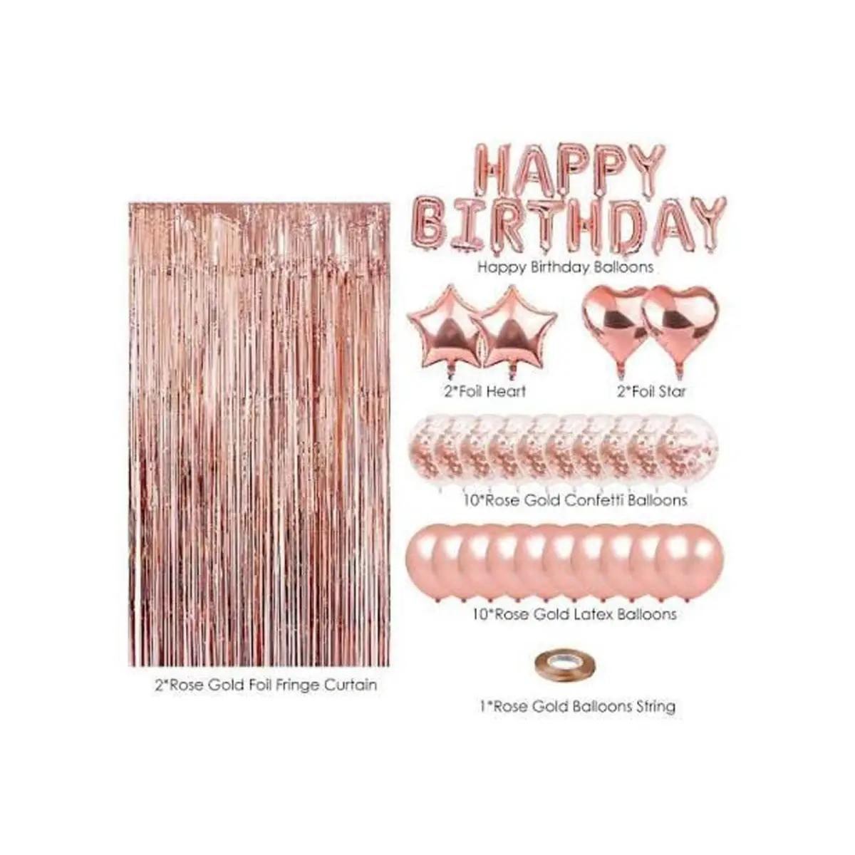 Rose Gold Happy Birthday Theme Decoration Set