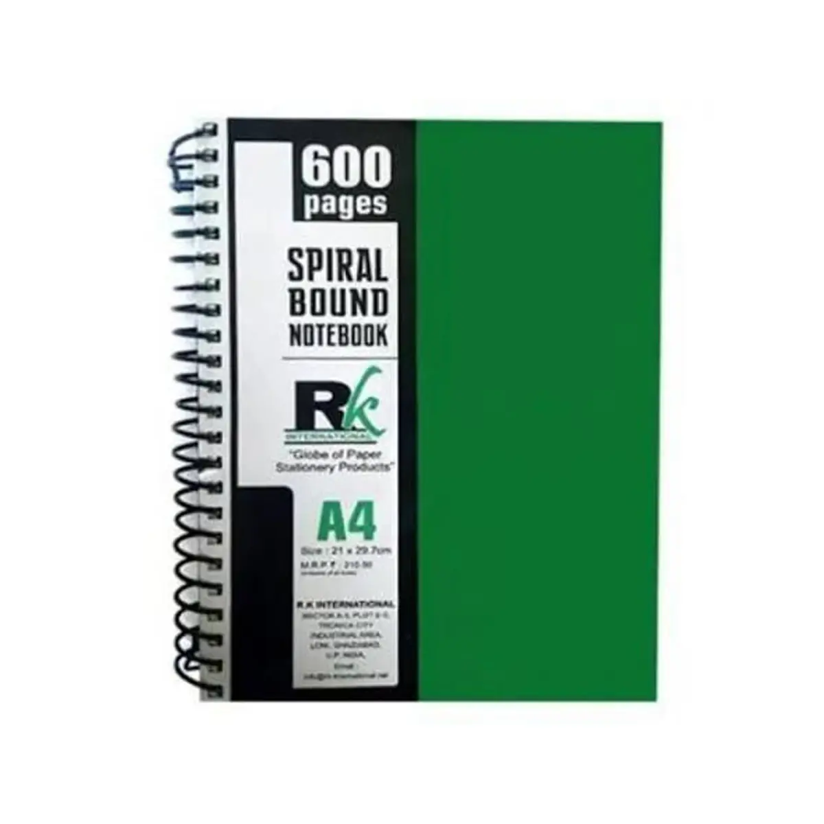 RK International Spiral Bound Notebook (A4 Green)